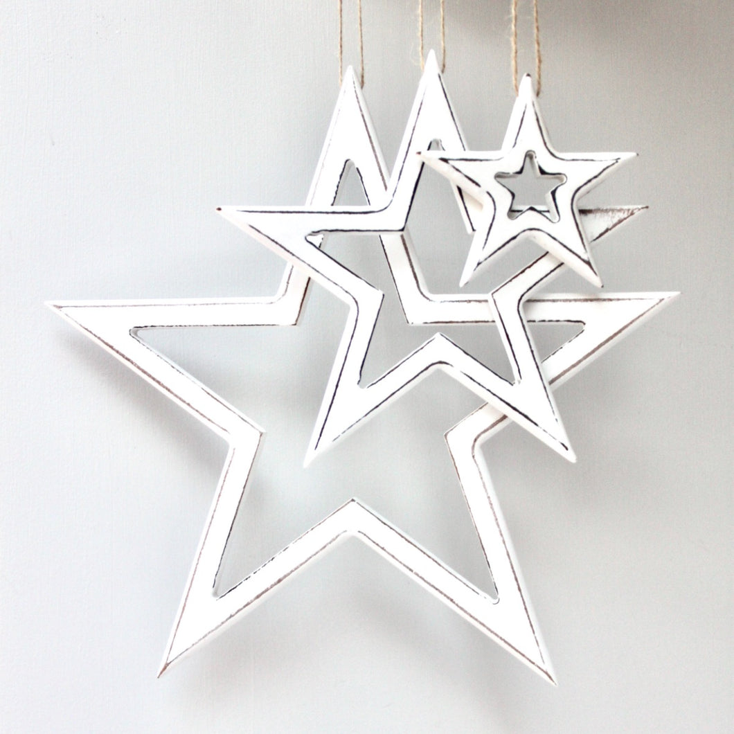 Distressed Wooden Star Set