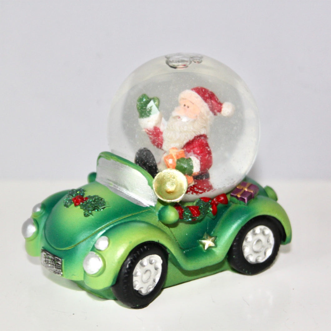 Santa in Car Mini Snow Dome